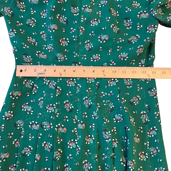 Boden Ada Midi Dress Green Floral With Puff Sleeves keyhole Neckline UK 6P US 2P - Picture 15 of 15